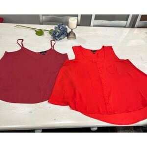 Lot of 2 Atmosphere and Style & Co Tank Top Blouse Sleeveless‎ Casual Red Size L
